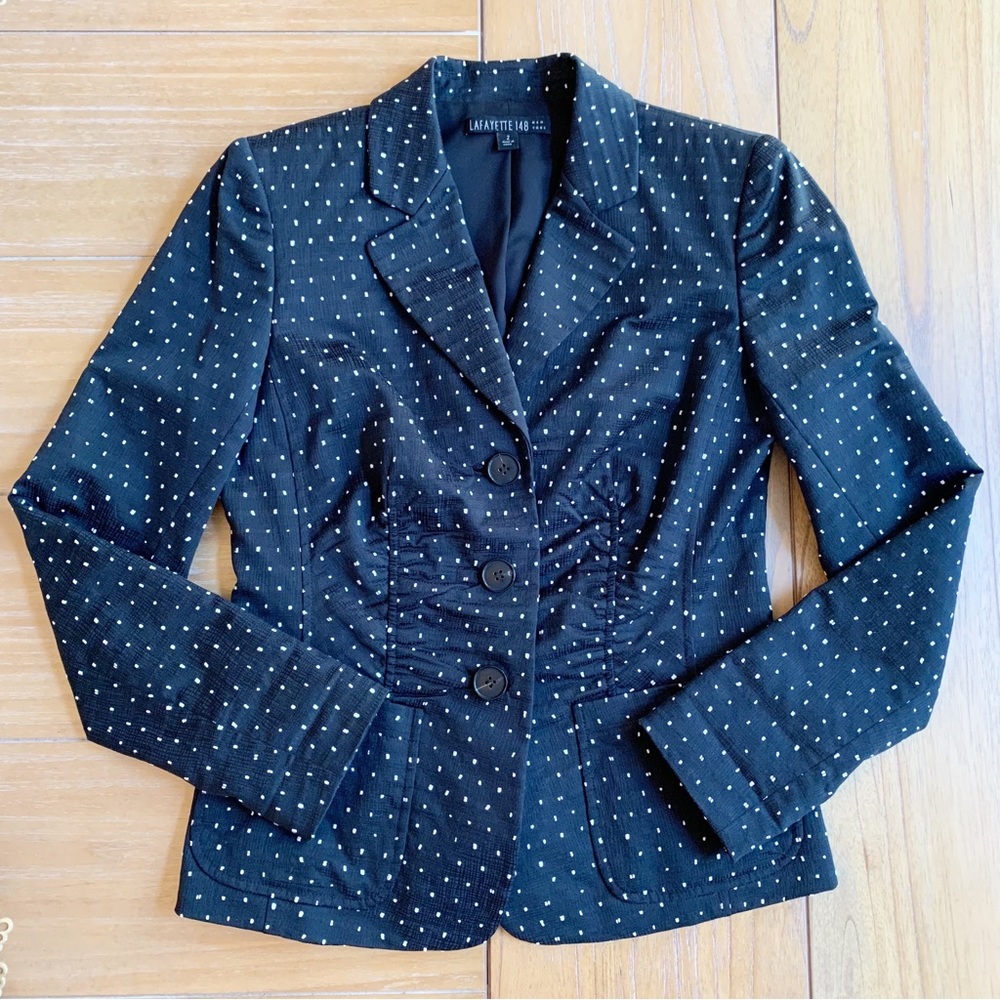 Lafeyette 148 New York Polka Dot Blazer Jacket Sz 2 - Picture 9 of 14